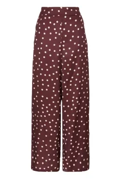 Quiz Trousers|Trending: Red>Dark Red Polka Dot Trousers