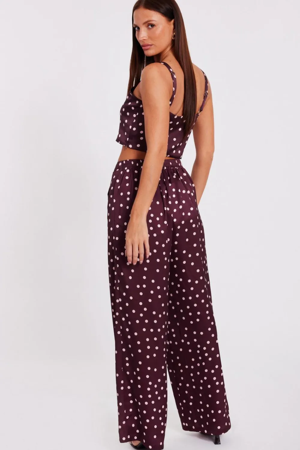 Quiz Trousers|Trending: Red>Dark Red Polka Dot Trousers