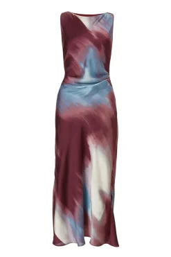 Quiz Evening Dresses|Day At The Races>Dark Red Printed Satin Midaxi Dress