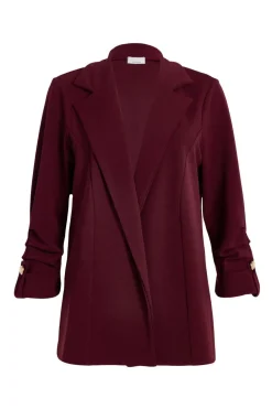 Quiz Workwear|Trending: Red>Dark Red Ruched Sleeve Blazer