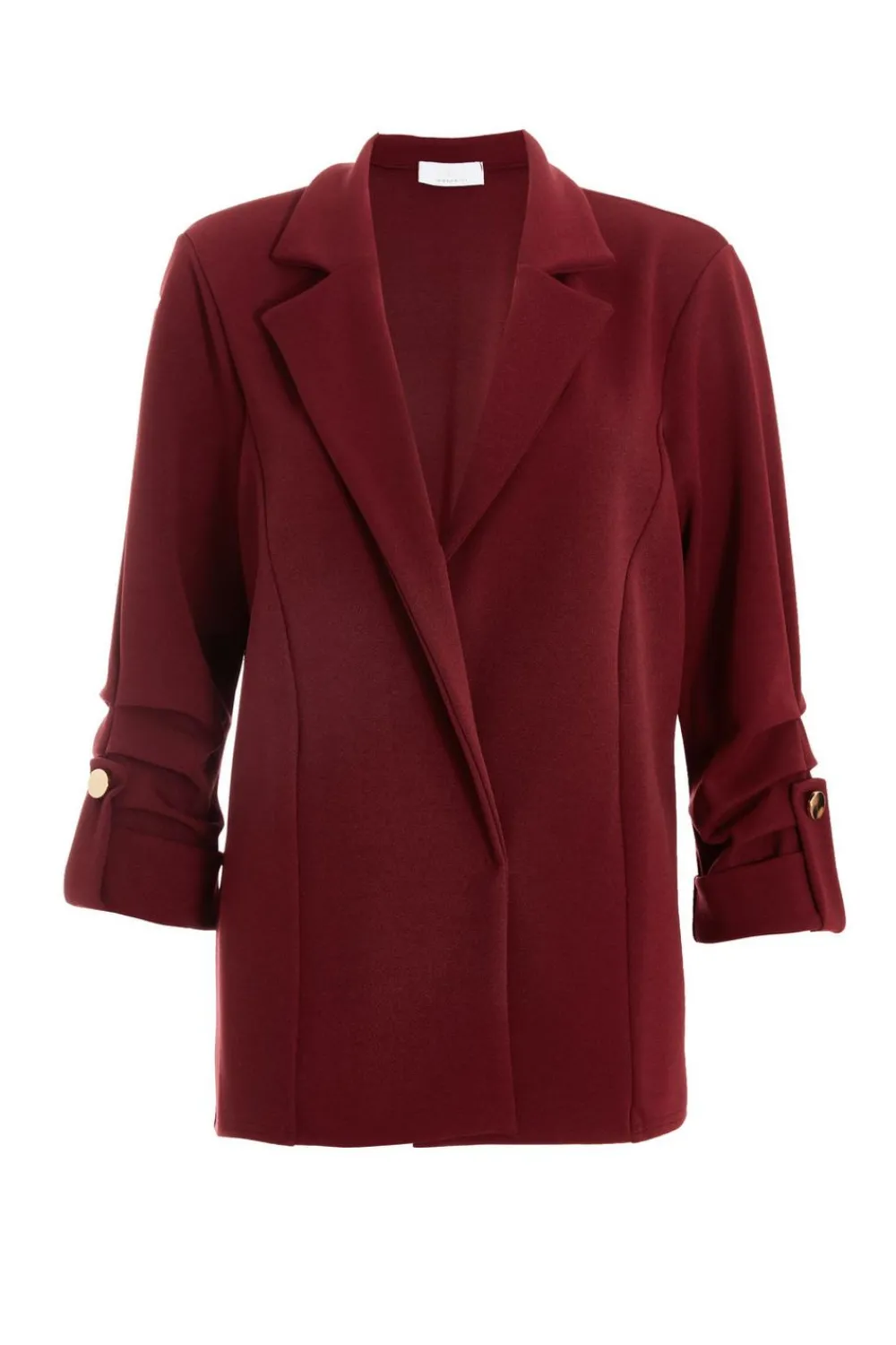 Quiz Workwear|Trending: Red>Dark Red Ruched Sleeve Blazer
