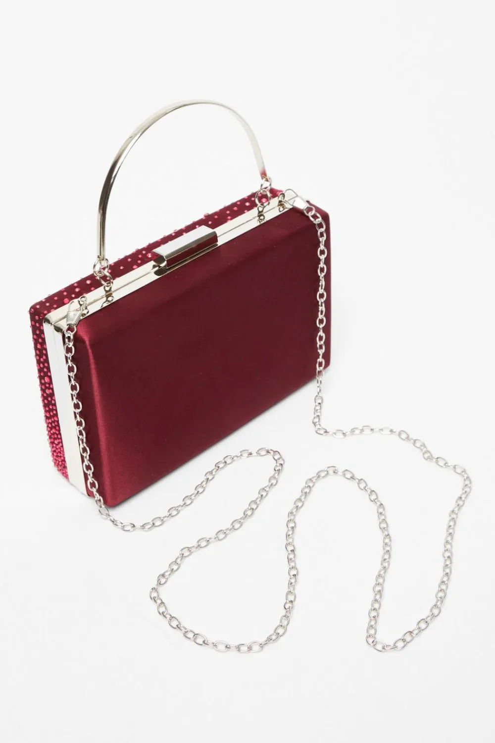 Quiz Bags|Prom & Ball>Dark Red Scattered Diamante Box Bag