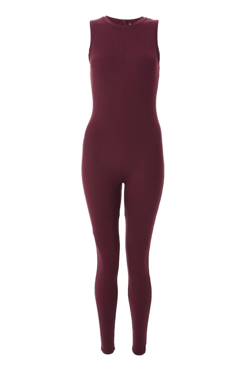 Quiz Jumpsuits|Everyday Essentials>Dark Red Sleeveless Unitard