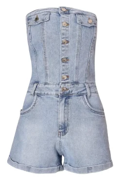 Quiz Playsuits|Summer Clothes>Denim Bandeau Playsuit