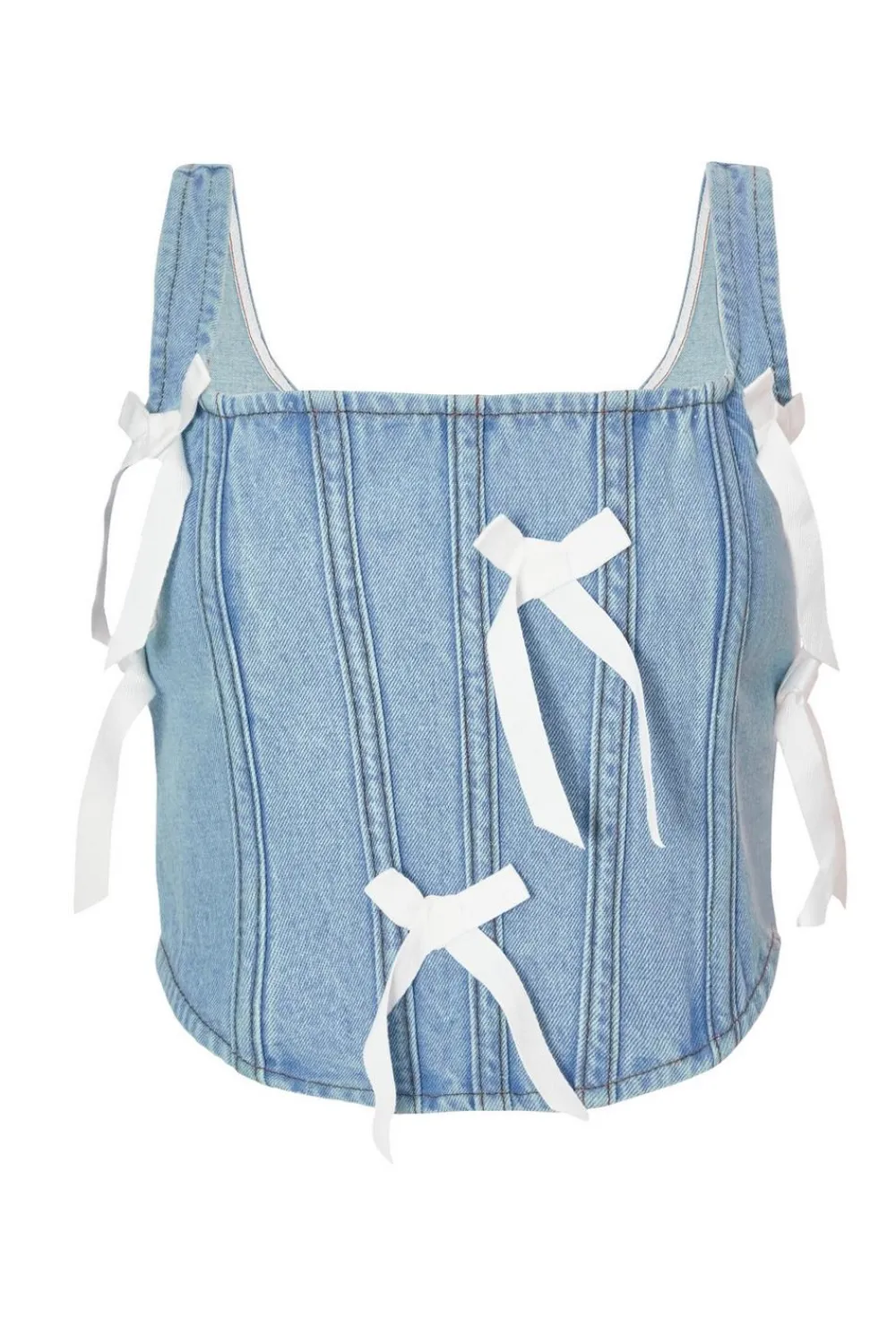 Quiz Summer Tops|Going Out Tops>Denim Bow Detail Corset Top