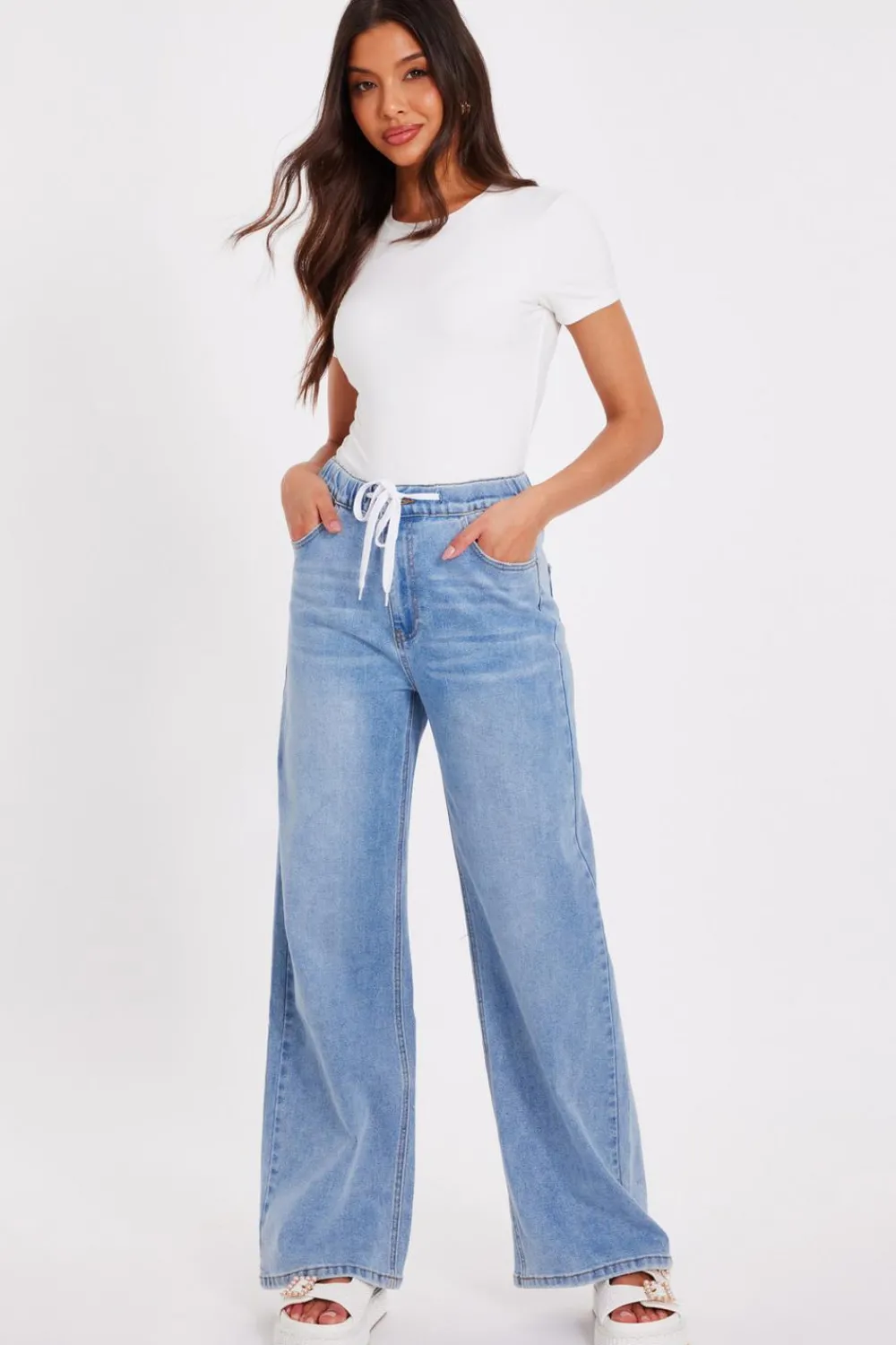 Quiz Trousers|Summer Clothes>Denim Drawstring Waist Jeans