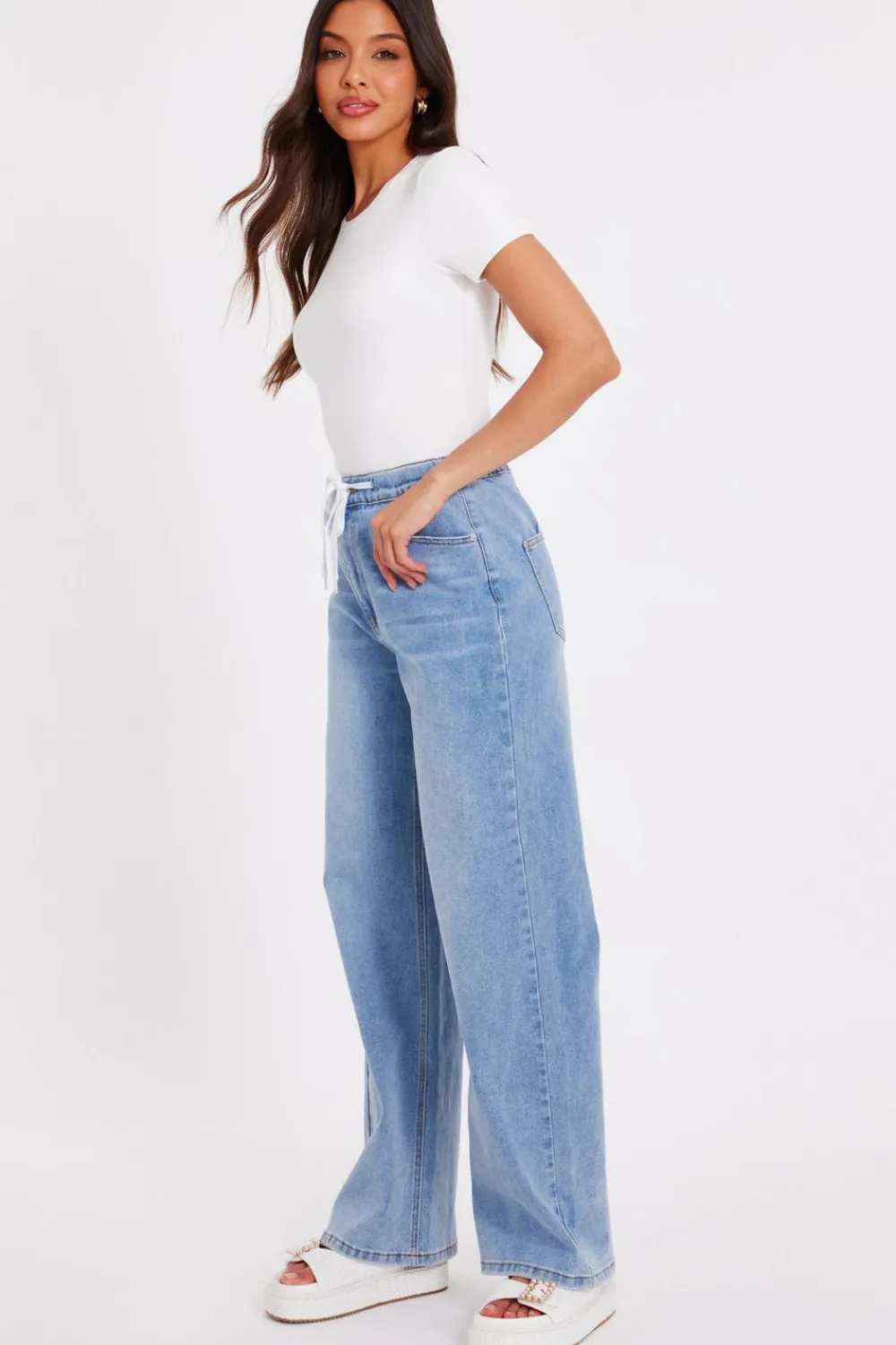Quiz Trousers|Summer Clothes>Denim Drawstring Waist Jeans