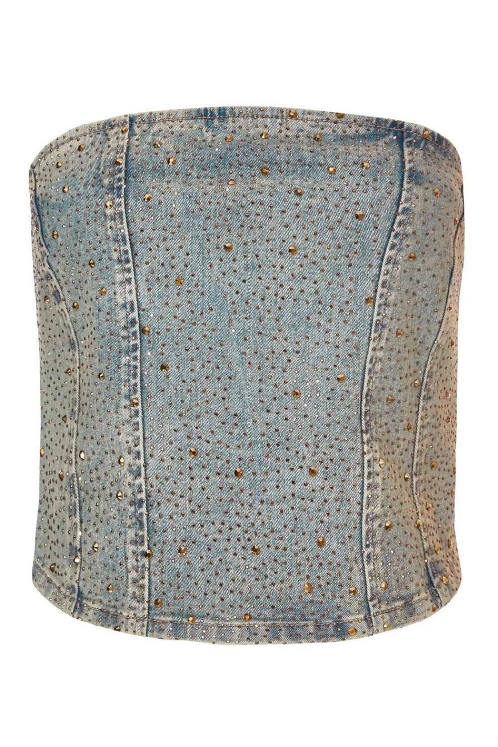Quiz Going Out Tops|Crop Tops>Denim Embellished Bandeau Top