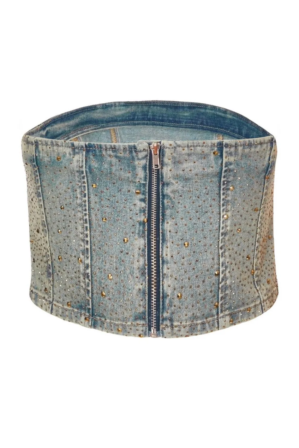 Quiz Going Out Tops|Crop Tops>Denim Embellished Bandeau Top
