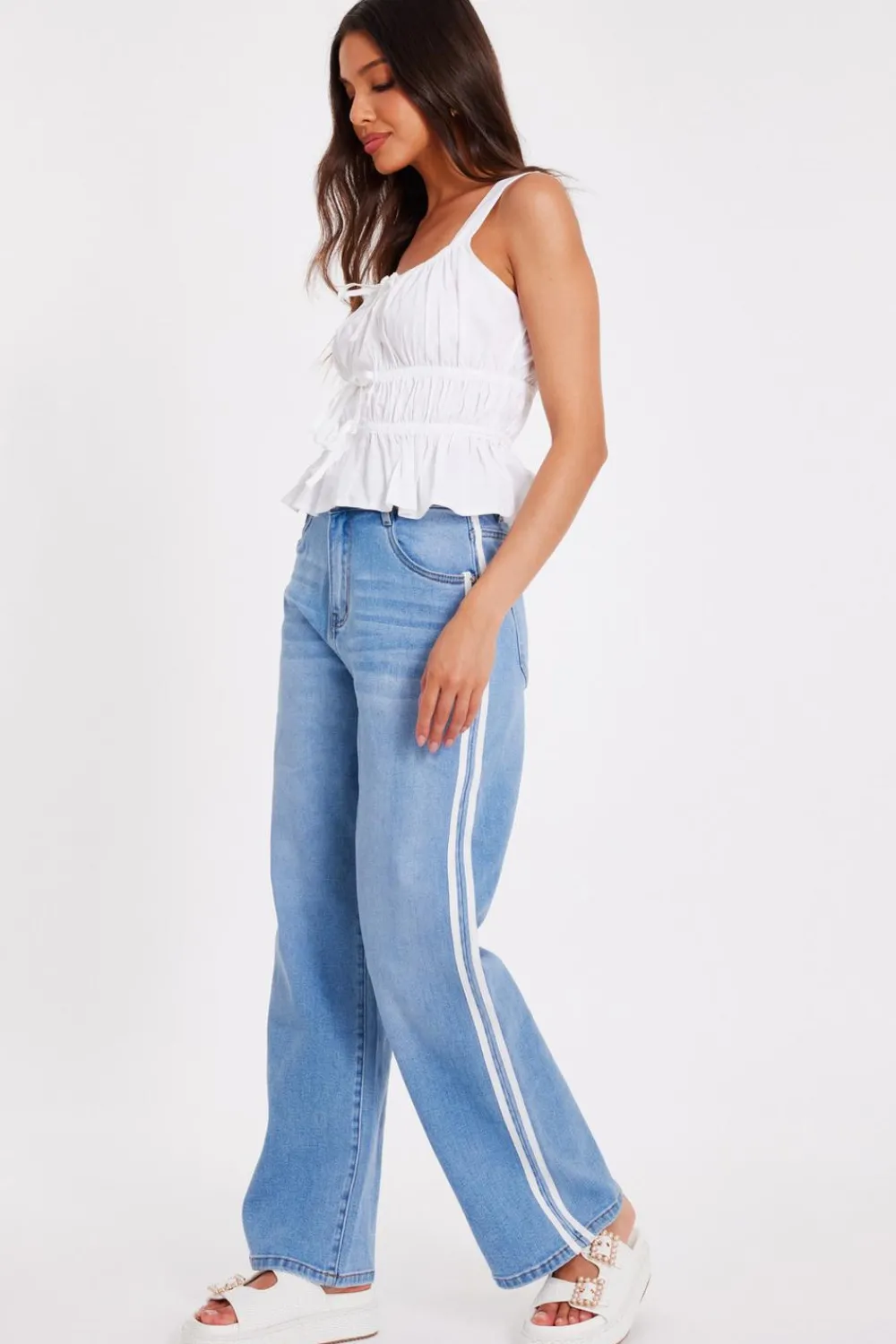 Quiz Trousers|Summer Clothes>Denim Striped Side Jeans