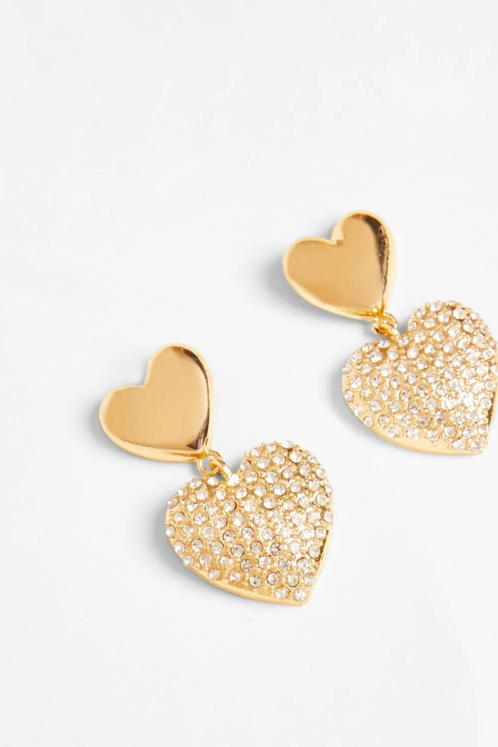 Quiz Wedding Accessories|Jewellery>Diamante Double Heart Drop Earrings