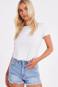 Quiz Summer Clothes|Shorts>Diamante Embellished Denim Shorts
