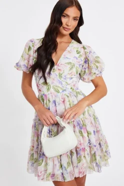 Quiz Day At The Races|Christening Guest>Floral Chiffon Frill Mini Dress