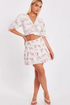 Quiz Summer Clothes|Skirts>Floral Tiered Mini Skirt