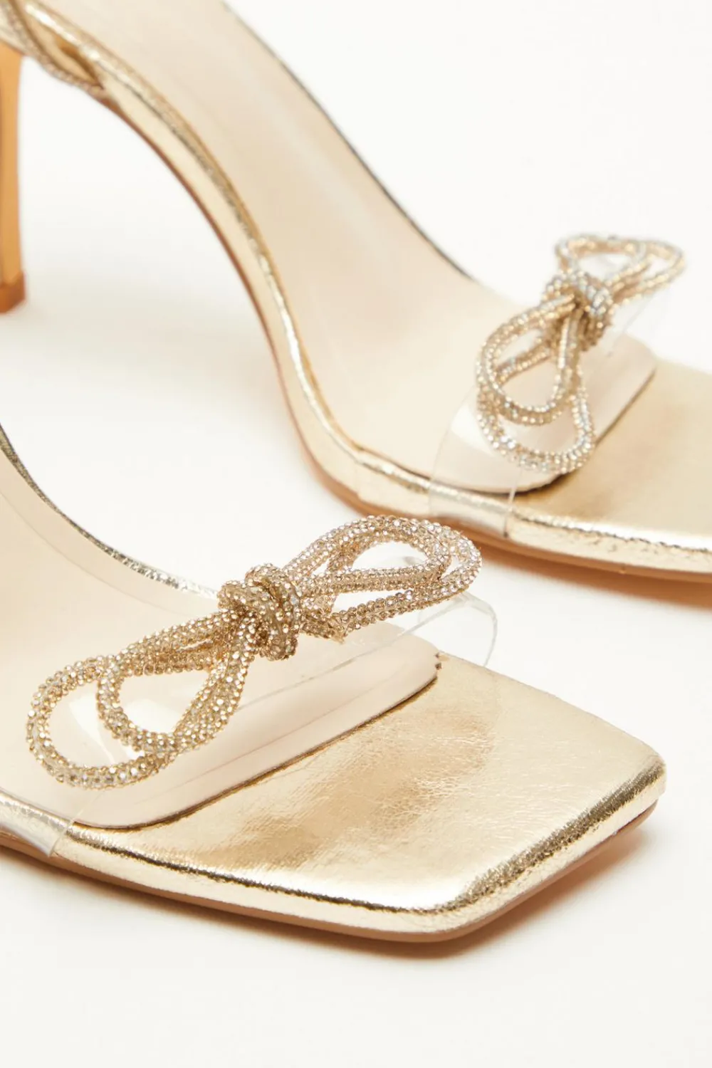 Quiz Occasion Shoes|Heels>Gold Bow Heeled Sandals
