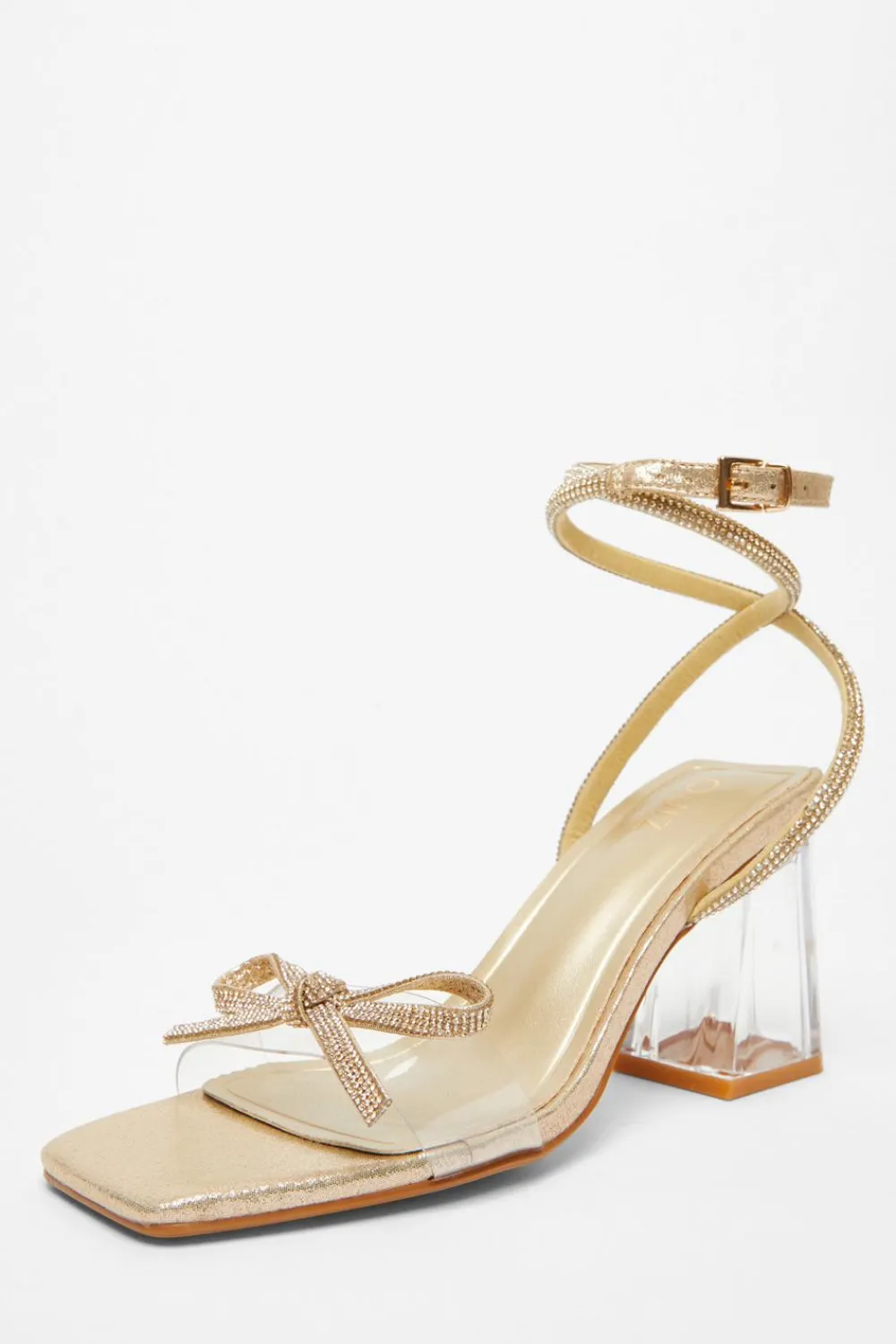 Quiz Occasion Shoes|Heels>Gold Bow Heeled Sandals
