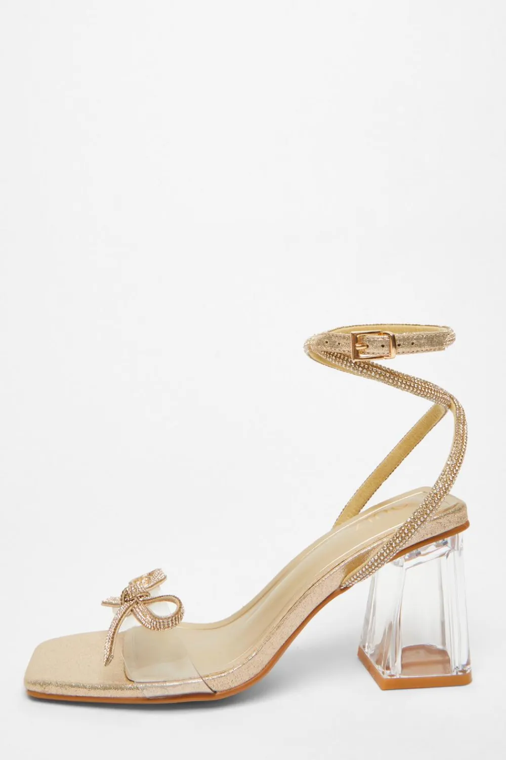 Quiz Occasion Shoes|Heels>Gold Bow Heeled Sandals