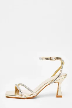 Quiz Shoe & Bag Sets|Occasion Shoes>Diamante Asymmetric Heeled Sandals