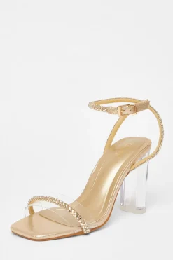 Quiz Occasion Shoes|Heels>Diamante Clear Block Heels