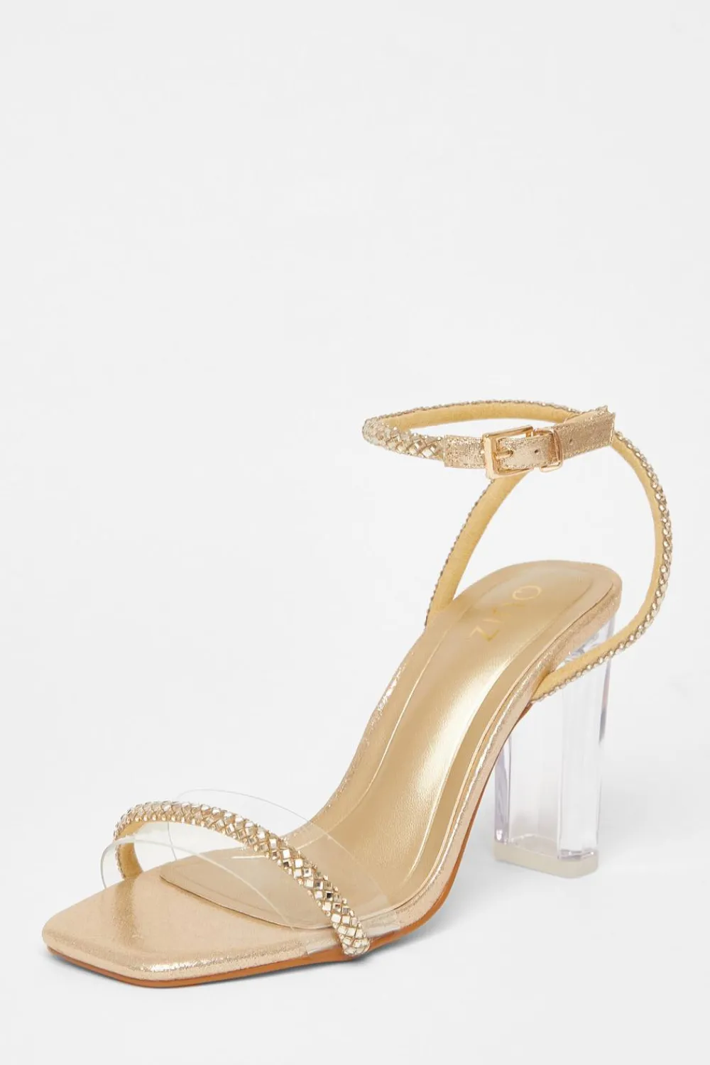 Quiz Occasion Shoes|Heels>Diamante Clear Block Heels