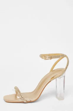 Quiz Occasion Shoes|Heels>Diamante Clear Block Heels