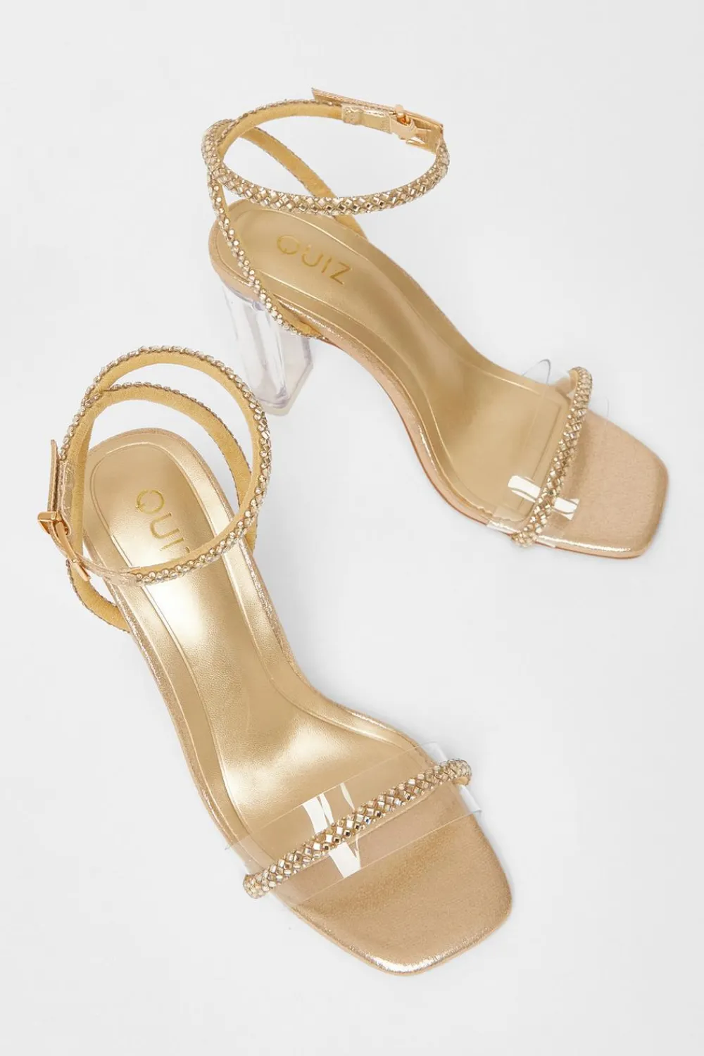 Quiz Occasion Shoes|Heels>Diamante Clear Block Heels
