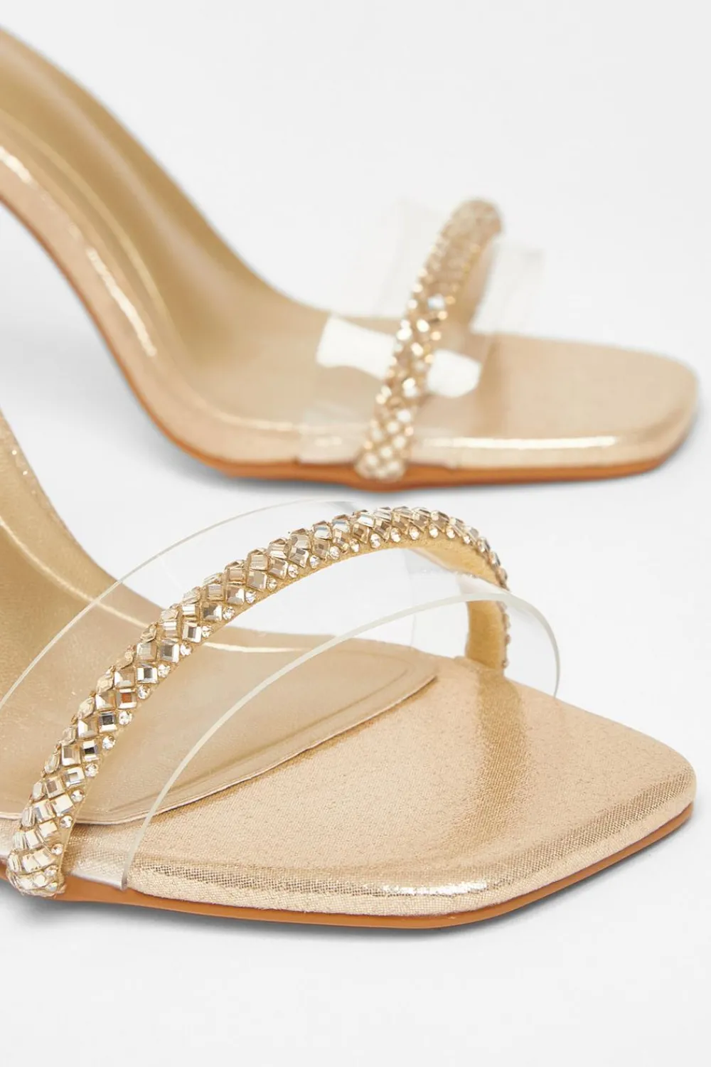 Quiz Occasion Shoes|Heels>Diamante Clear Block Heels