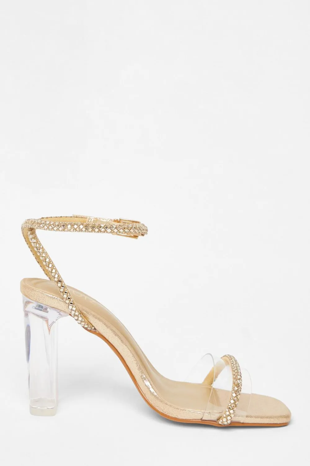 Quiz Occasion Shoes|Heels>Diamante Clear Block Heels