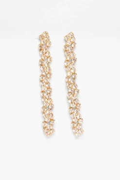 Quiz Wedding Accessories|Jewellery>Gold Diamante Cluster Drop Earrings