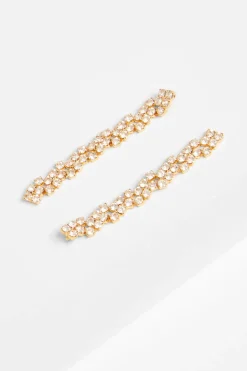 Quiz Wedding Accessories|Jewellery>Gold Diamante Cluster Drop Earrings