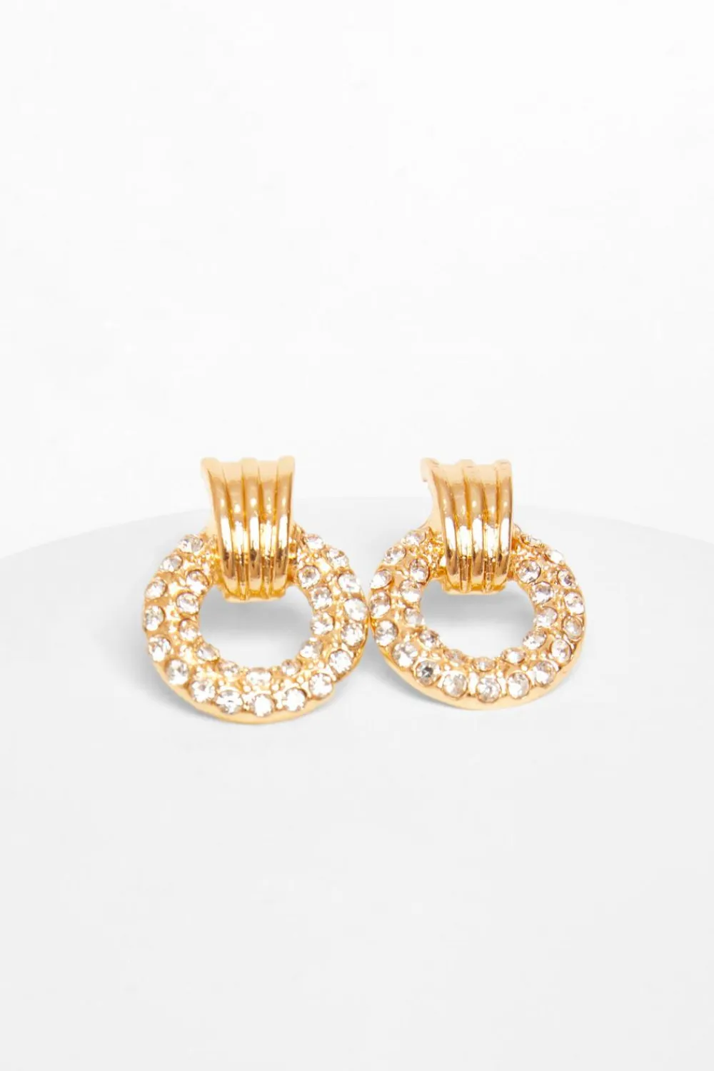 Quiz Jewellery|Earrings>Gold Diamante Door Knocker Earrings