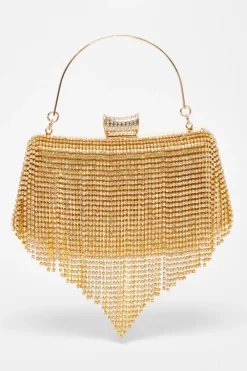 Quiz Bags|Prom & Ball>Gold Diamante Fringe Box Bag