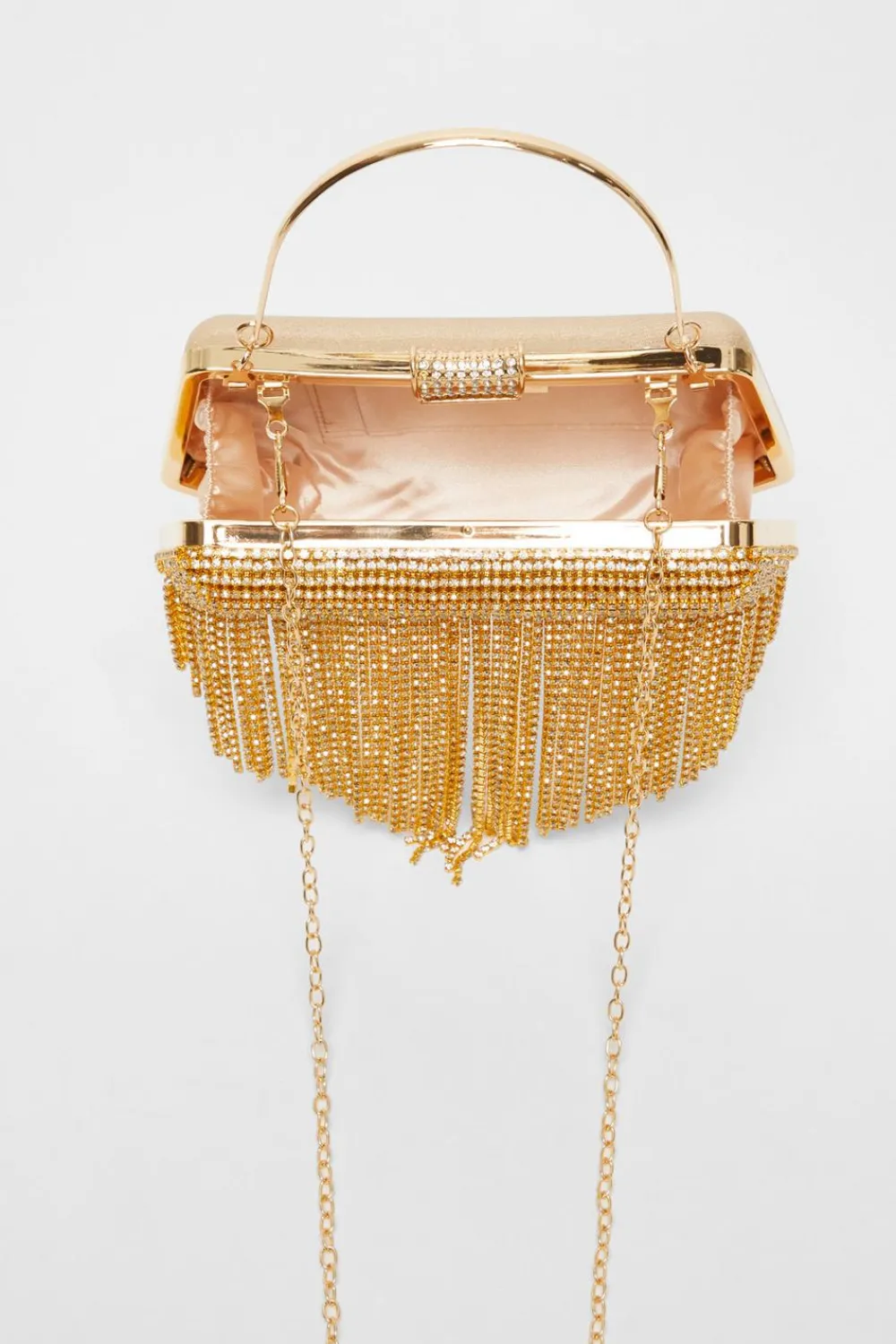 Quiz Bags|Prom & Ball>Gold Diamante Fringe Box Bag