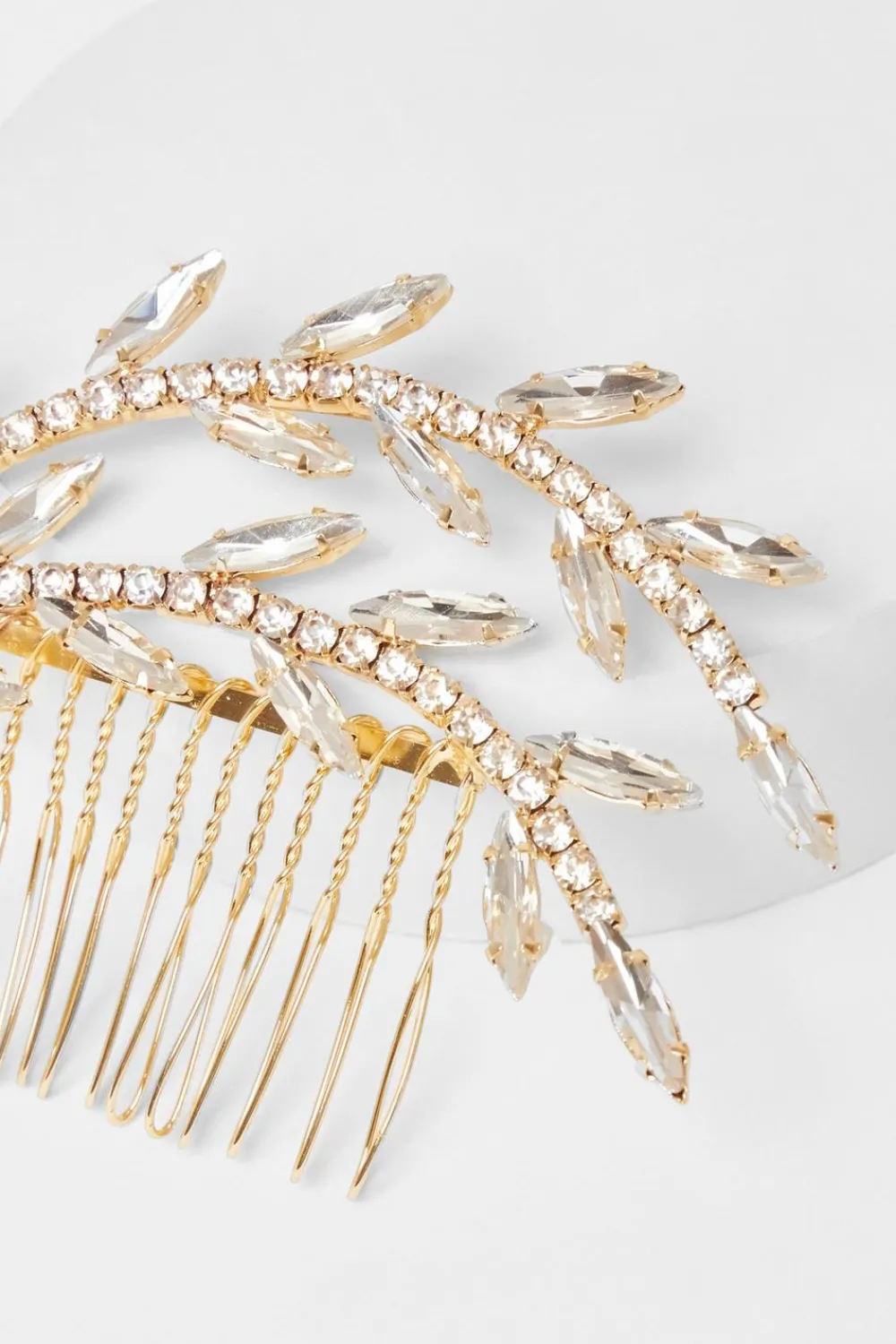 Quiz Wedding Accessories|Hair Accessories>Gold Diamante Leaf Hair Comb