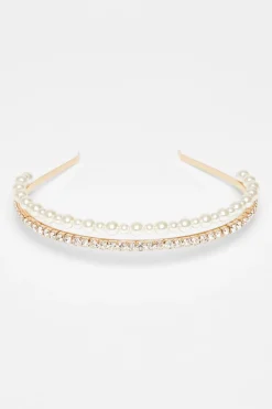 Quiz Wedding Accessories|Hair Accessories>Gold Diamante Pearl Headband
