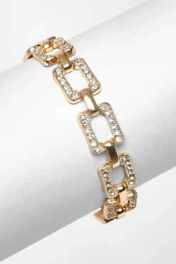 Quiz Jewellery>Gold Diamante Square Chain Bracelet