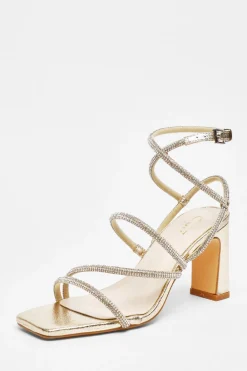 Quiz Shoe & Bag Sets|Occasion Shoes>Diamante Strappy Block Heeled Sandals