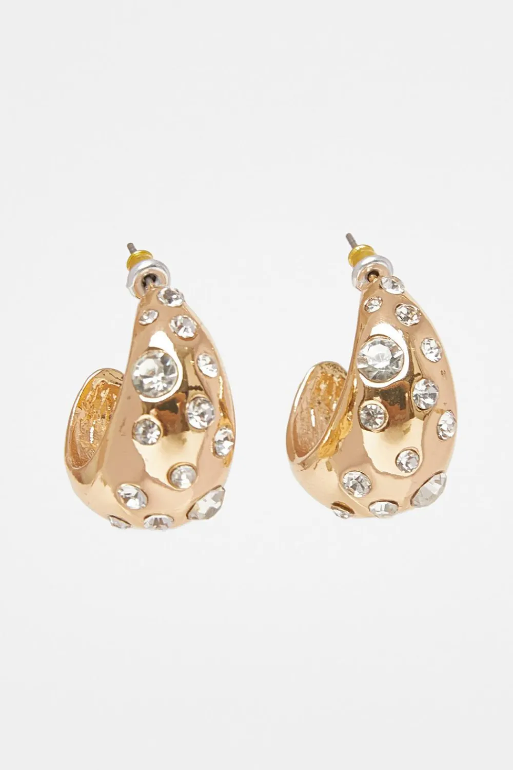Quiz Jewellery|Earrings>Gold Diamante Tear Drop Earrings