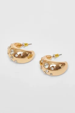 Quiz Jewellery|Earrings>Gold Diamante Tear Drop Earrings