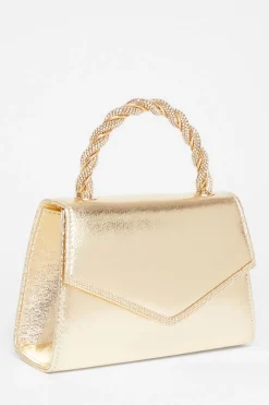 Quiz Wedding Accessories|Bags>Diamante Twist Top Handle Bag