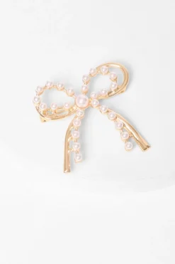 Quiz Wedding Accessories|Occasion Accessories>Gold Pearl Bow Brooch