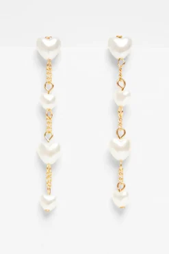 Quiz Wedding Accessories|Jewellery Sets>Gold Pearl Heart Earrings