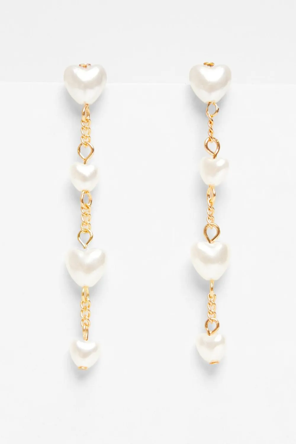 Quiz Wedding Accessories|Jewellery Sets>Gold Pearl Heart Earrings