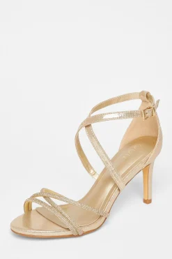 Quiz Occasion Shoes|Heels>Shimmer Diamante Strap Heels