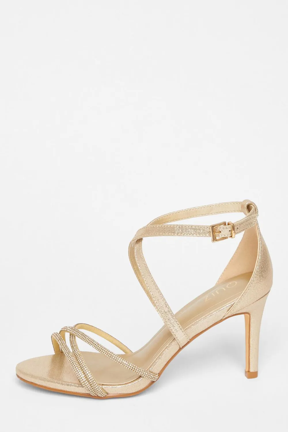 Quiz Occasion Shoes|Heels>Shimmer Diamante Strap Heels
