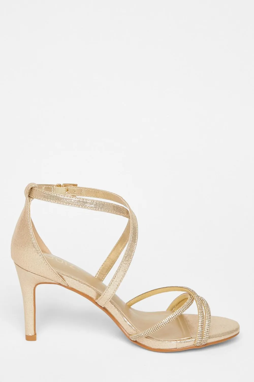 Quiz Occasion Shoes|Heels>Shimmer Diamante Strap Heels