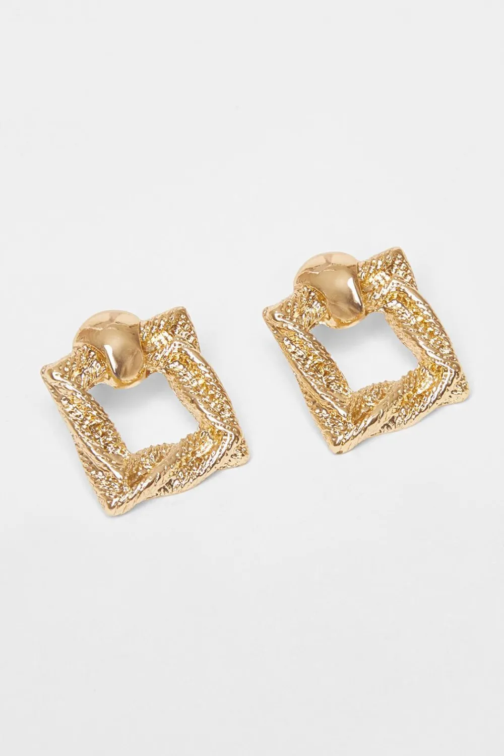 Quiz Jewellery|Earrings>Gold Square Door Knocker Earrings
