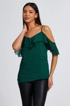 Quiz Going Out Tops|Tops>Chiffon Cold Shoulder Top