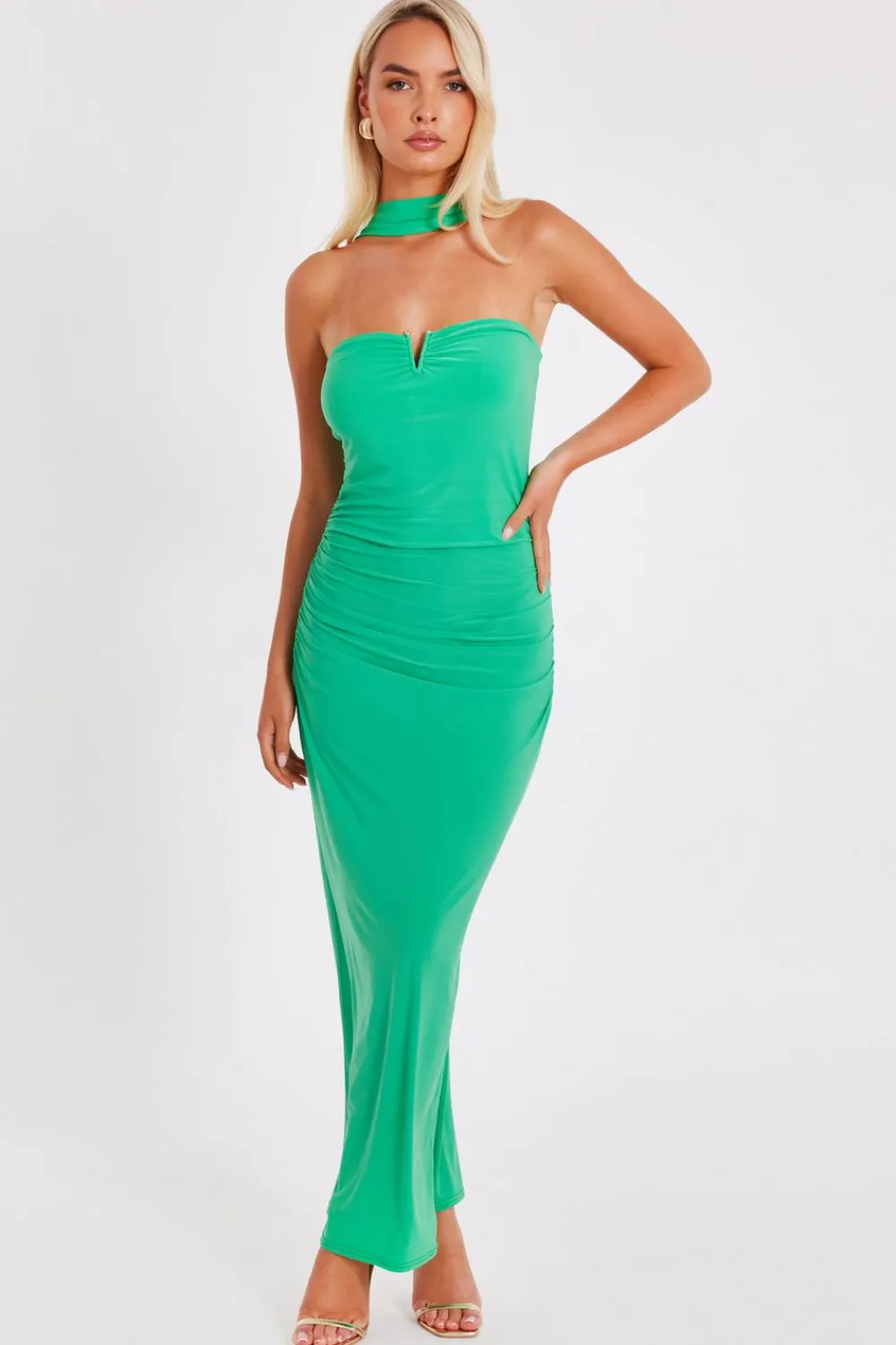 Quiz Day At The Races|Christening Guest>Collar Detail Ruched Midaxi Dress