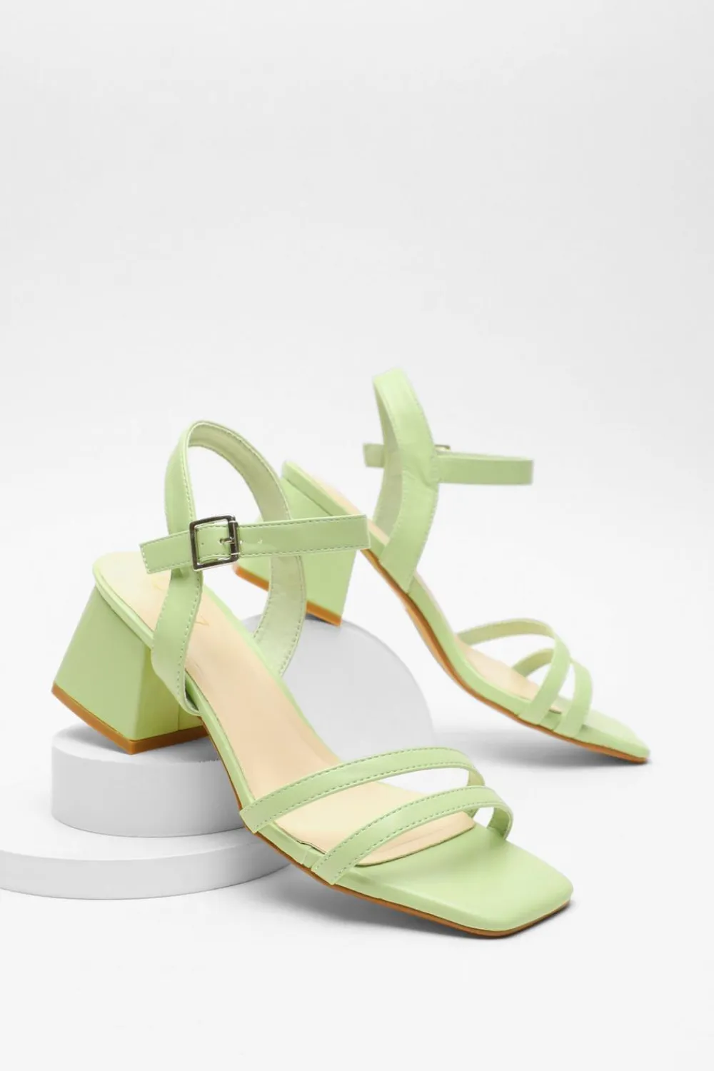 Quiz Shoe & Bag Sets|Occasion Shoes>Green Faux Leather Block Heel Sandal